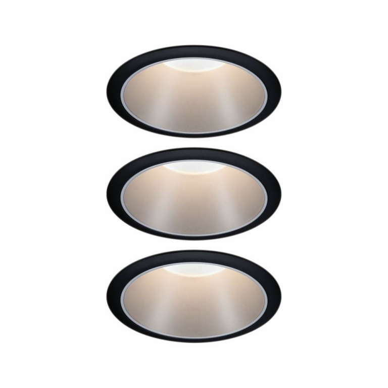 Paulmann LED Einbauleuchte Cole Coin Schwarz/Silber 3er-Set 6W 470lm 2700K IP44 3-Step-Dim
