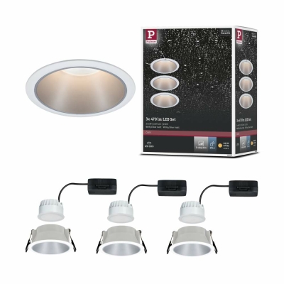 Paulmann LED Einbauleuchte Cole Coin Weiß/Silber 3er-Set 6W 470lm 2700K IP44 3-Step-Dim