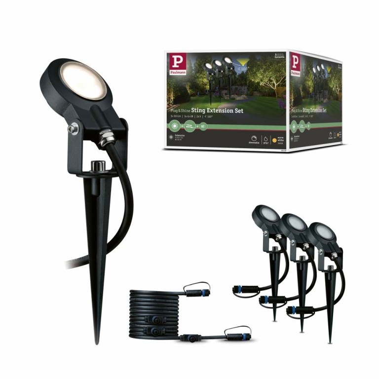 Paulmann 93689 Plug & Shine LED Gartenstrahler Sting Erweiterungsset IP67  3000K | Lampen1a