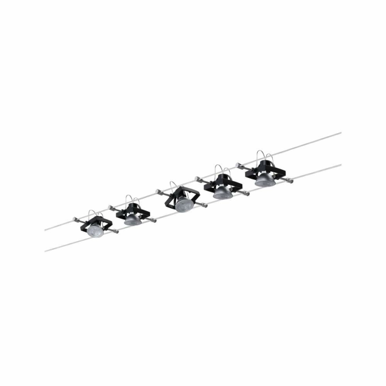 Paulmann Seilsystem Mac II Basisset GU5,3 max. 5x10W 230/12V Schwarz matt
