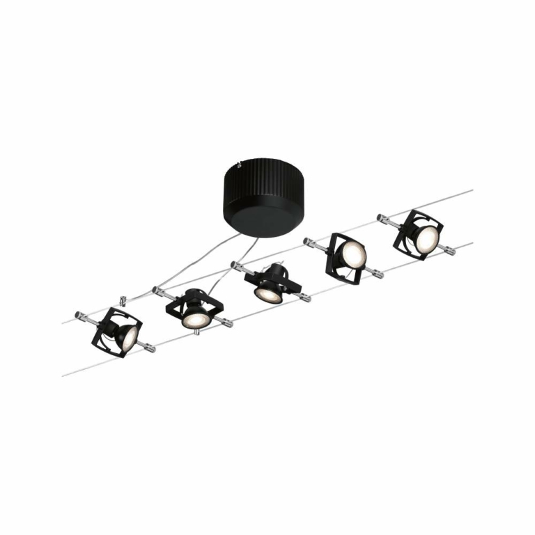 Paulmann Seilsystem Mac II Basisset GU5,3 max. 5x10W 230/12V Schwarz matt