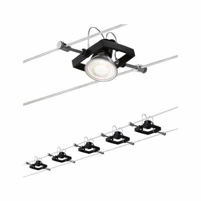 Paulmann Seilsystem Mac II Basisset GU5,3 max. 5x10W 230/12V Schwarz matt