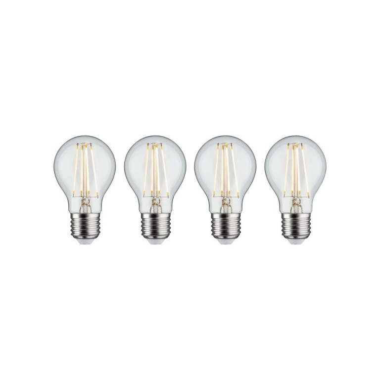 Paulmann Leuchtmittel Bundle 3-Stufen-dimmbar 4er-Set LED-Lampe E27 Birne Klar 2700K Warmweiß 806lm 8W