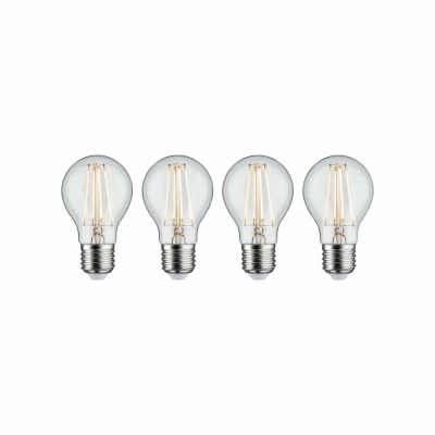 Paulmann Leuchtmittel Bundle 3-Stufen-dimmbar 4er-Set LED-Lampe E27 Birne Klar 2700K Warmweiß 806lm 8W
