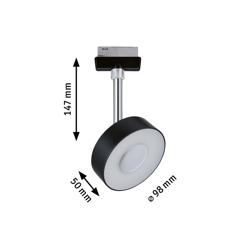 Paulmann URail LED Schienenspot Circle 5W 152lm 2700K dimmbar schwarz matt chrom (LED fest verbaut)