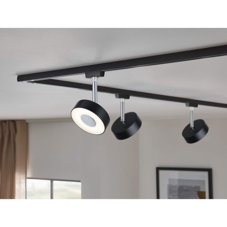 Paulmann URail LED Schienenspot Circle 5W 152lm 2700K dimmbar schwarz matt chrom (LED fest verbaut)