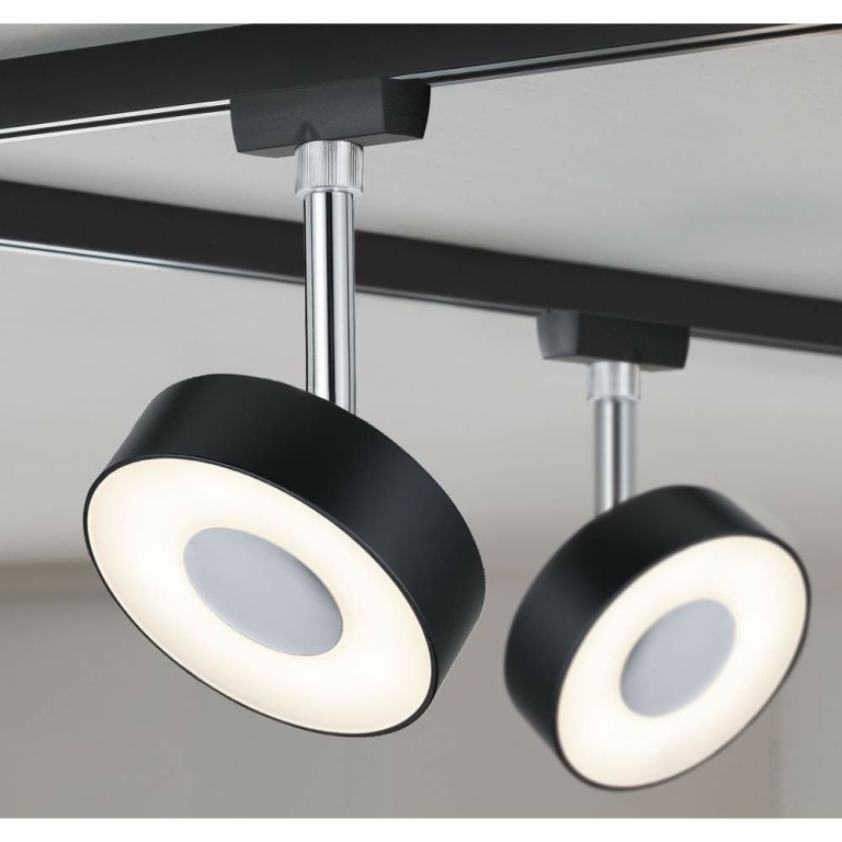 Paulmann URail LED Schienenspot Circle 5W 152lm 2700K dimmbar schwarz matt chrom (LED fest verbaut)