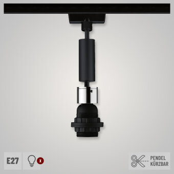URail 2Easy Basic Pendel schwarz matt E27 max. 20W