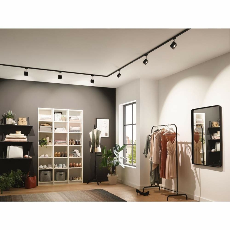 Paulmann URail LED Schienenspot Cube 65° 8W 589lm 4000K dimmbar schwarz matt chrom (LED fest verbaut)