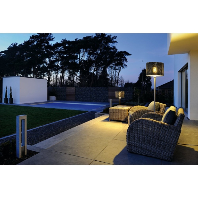 SLV ADEGAN MANILA SL Stehleuchte, PE Rattan anthrazit + SST 304 + Granit G654, E27, max. 15W