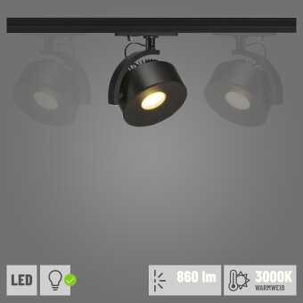 1~ KALU TRACK Indoor LED 1 Phasen System Leuchte schwarz 3000K inklusive 1 Phasen-Adapter
