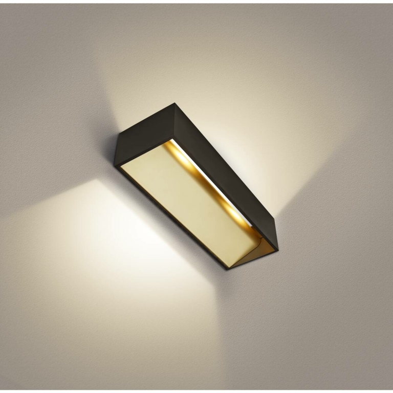 SLV LED Wandleuchte LOGS IN L schwarz/gold mit Dim-To-Warm 2000-3000K 21W CRI 90 1000lm