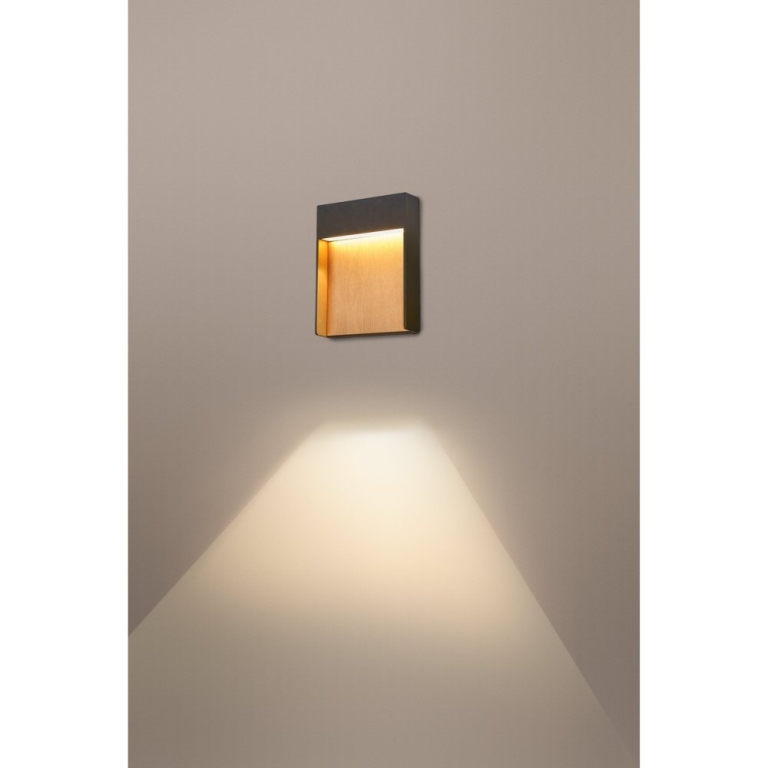 SLV FLATT Outdoor LED Wandaufbauleuchte 3000K IP65 anthrazit/braun