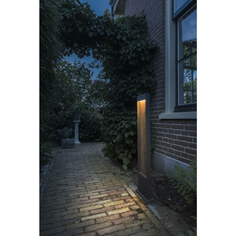 SLV LED Außenleuchte FLATT POLE 100cm LED Wegeleuchte CCT-Switch 3000K/4000K 400lm IP65 anthrazit/braun