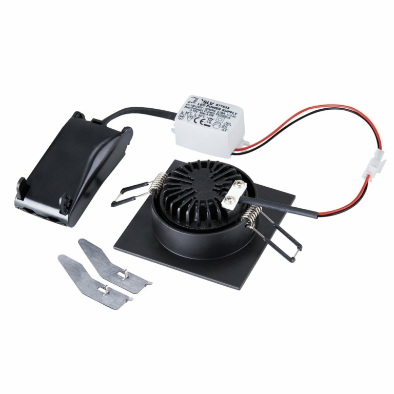 SLV NEW TRIA 68 I CS Indoor LED Deckeneinbauleuchte schwarz eckig 3000K 38° inkl. Treiber Clipfedern