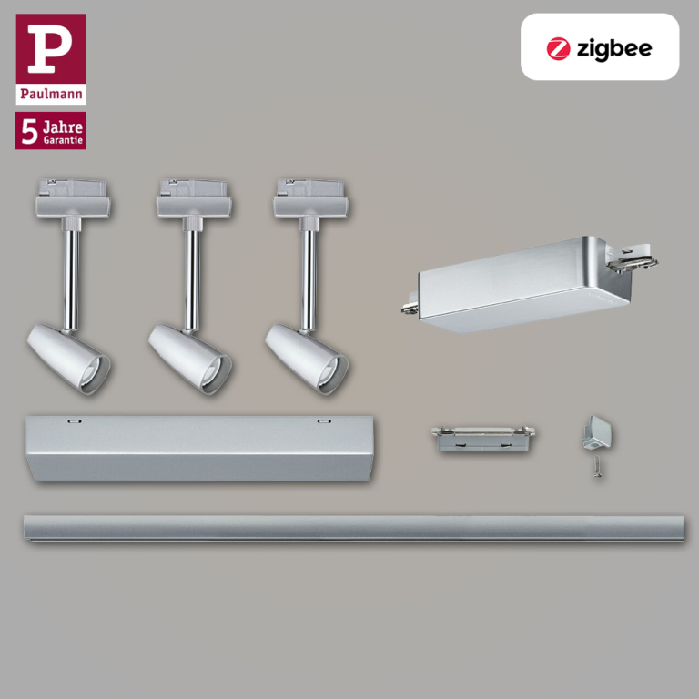 Paulmann URail Bundle Schienensystem-Set Barelli Chrom matt ZigBee + 1m Schiene + 3x Schienenspot