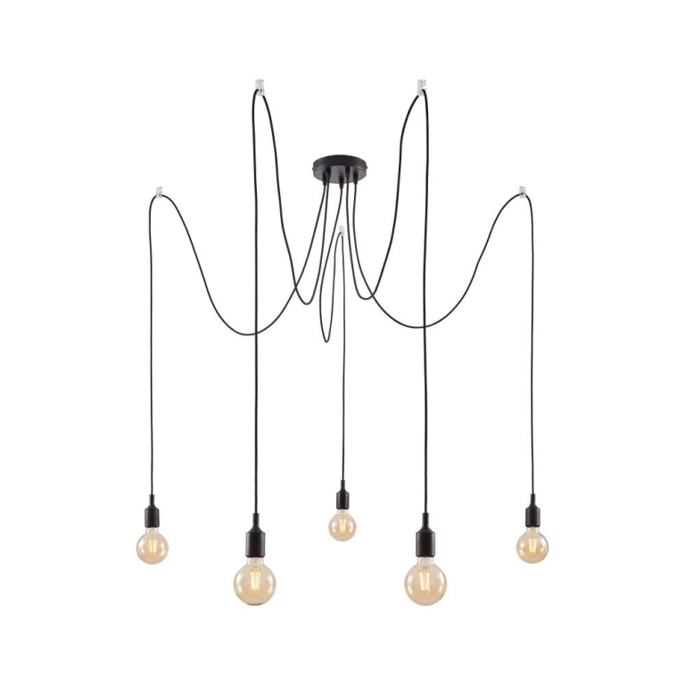 Paulmann Neordic Pendelleuchte Ketil E27 max. 5x60W Schwarz dimmbar Silikon/Metalll 5-flammig