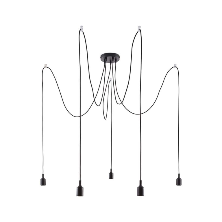 Paulmann Neordic Pendelleuchte Ketil E27 max. 5x60W Schwarz dimmbar Silikon/Metalll 5-flammig