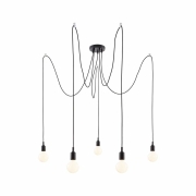 Neordic Pendelleuchte Ketil E27 max. 5x60W Schwarz dimmbar Silikon/Metalll 5-flammig