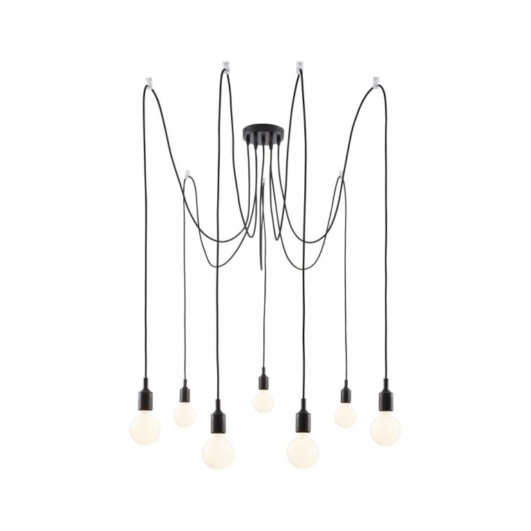 Paulmann Neordic Pendelleuchte Ketil E27 max. 7x60W Schwarz dimmbar Silikon/Metall 7-flammig