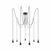 Neordic Pendelleuchte Ketil E27 max. 7x60W Schwarz dimmbar Silikon/Metall 7-flammig