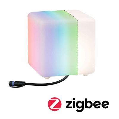 Paulmann Plug & Shine LED Lichtobjekt Smart Home Zigbee 3.0 Cube   IP65 RGBW+ 2,8W   Weiß