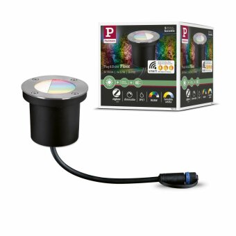 Paulmann Plug & Shine LED Bodeneinbauleuchte Smart Home Zigbee RGBW Einzelspot IP65 3000 - 6500K 3,6W Silber