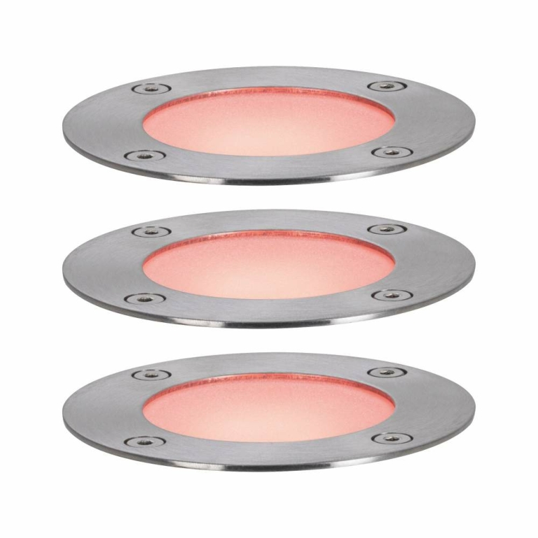 Paulmann Plug & Shine LED Bodeneinbauleuchte Smart Home Zigbee RGBW Basisset IP65 RGBW+ 3x3,6W Silber