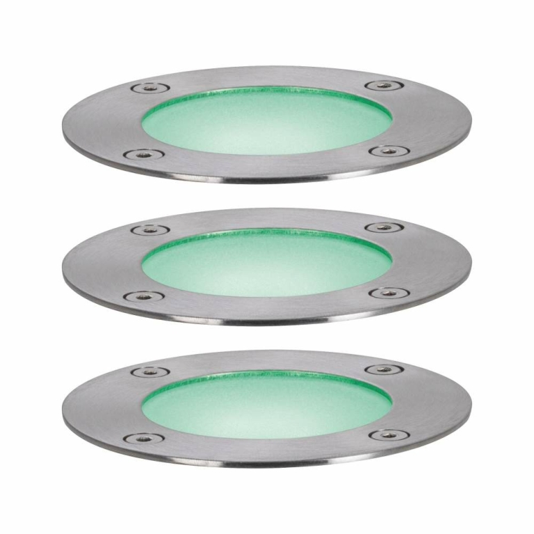 Paulmann Plug & Shine LED Bodeneinbauleuchte Smart Home Zigbee RGBW Basisset IP65 RGBW+ 3x3,6W Silber