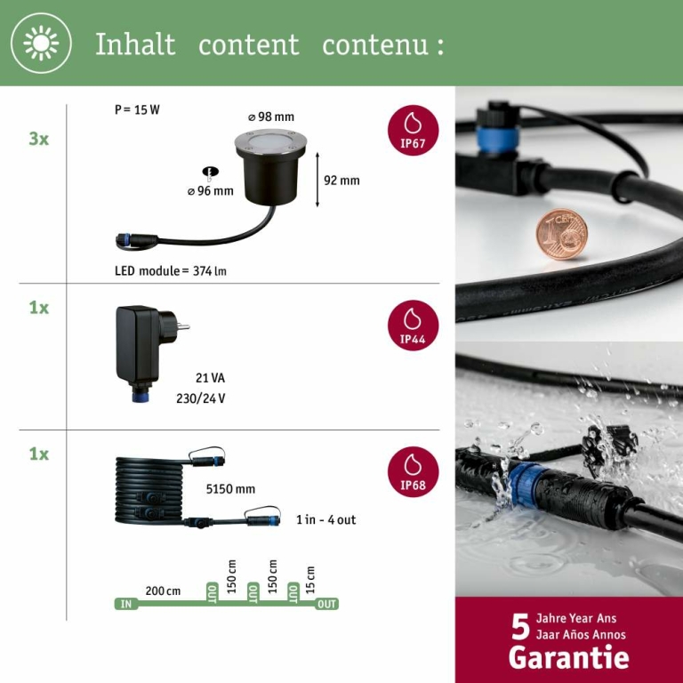 Plug & Shine ZigBee Basisset Bodeneinbauleuchte