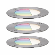 Plug & Shine LED Bodeneinbauleuchte Smart Home Zigbee RGBW Basisset IP65 RGBW+ 3x3,6W Silber