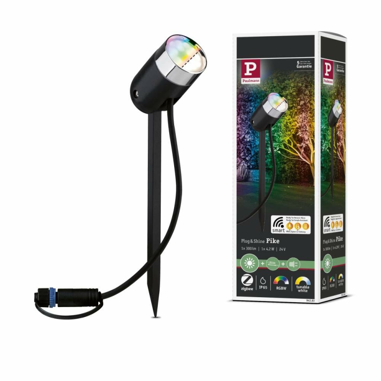 Paulmann 94283 Plug & Shine LED Gartenstrahler Smart Home Zigbee RGBW Pike  | Lampen1a