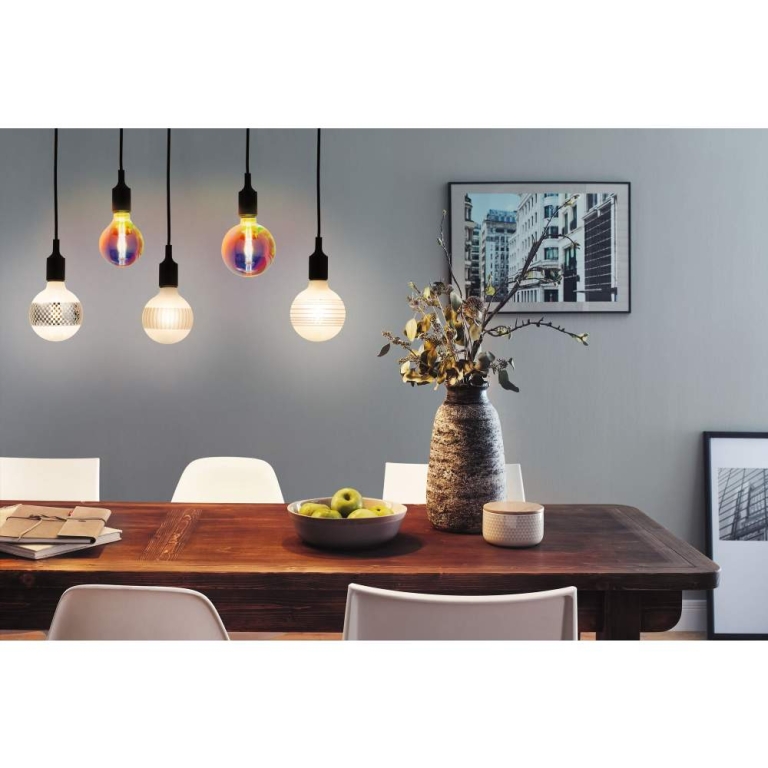 Paulmann LED G125 Ringspiegel Schwarz matt liniert E27 2.700K dimmbar