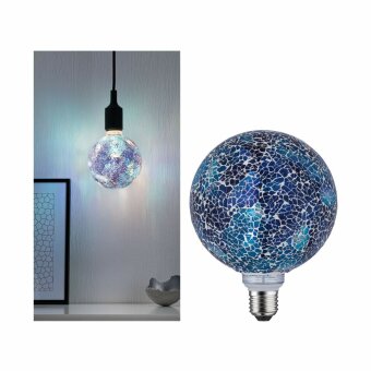 LED G125 E27 Miracle Mosaic Blau 2.700K dimmbar