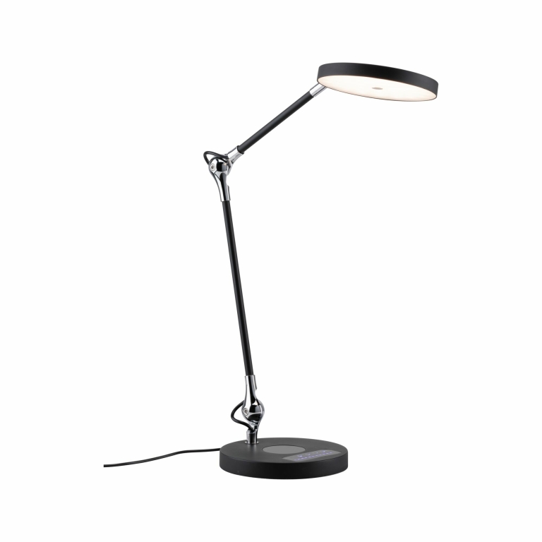 Paulmann LED Schreibtischleuchte Numis in schwarz mit QI Ladefunktion 1000lm - Stufenlos dimmbar 2700-6500K White Switch