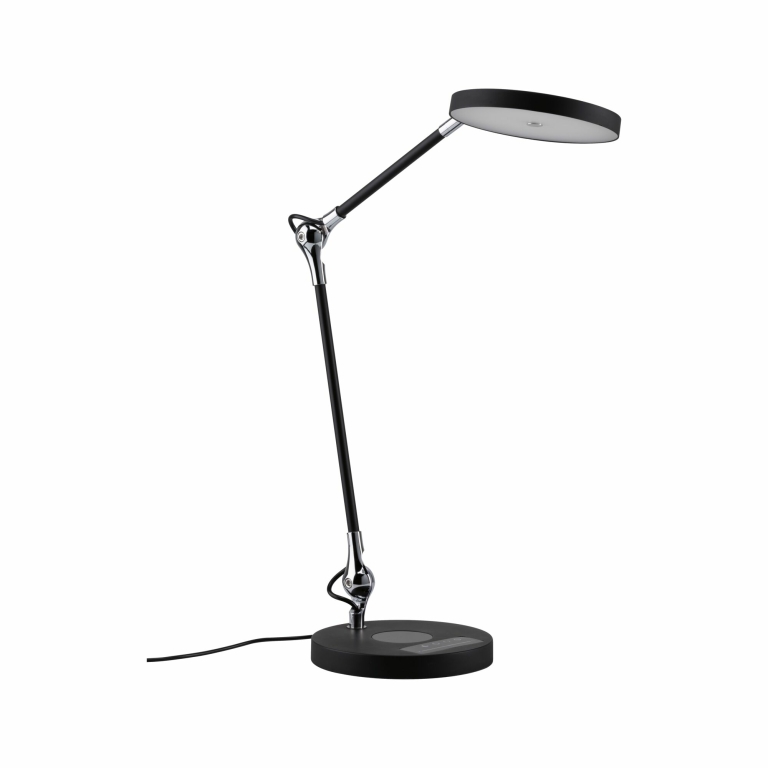 Paulmann LED Schreibtischleuchte Numis in schwarz mit QI Ladefunktion 1000lm - Stufenlos dimmbar 2700-6500K White Switch