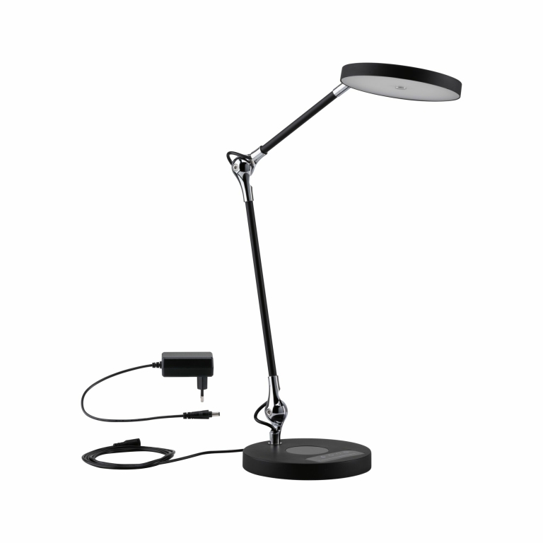 Paulmann LED Schreibtischleuchte Numis in schwarz mit QI Ladefunktion 1000lm - Stufenlos dimmbar 2700-6500K White Switch