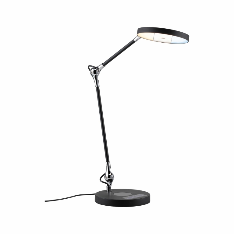 Paulmann LED Schreibtischleuchte Numis in schwarz mit QI Ladefunktion 1000lm - Stufenlos dimmbar 2700-6500K White Switch