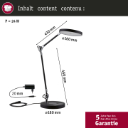LED Schreibtischleuchte Numis in schwarz mit QI Ladefunktion 1000lm - Stufenlos dimmbar 2700-6500K White Switch