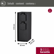 Outdoor Steckdosensäule Rio eckig 3 fach Dämmerungsschalter