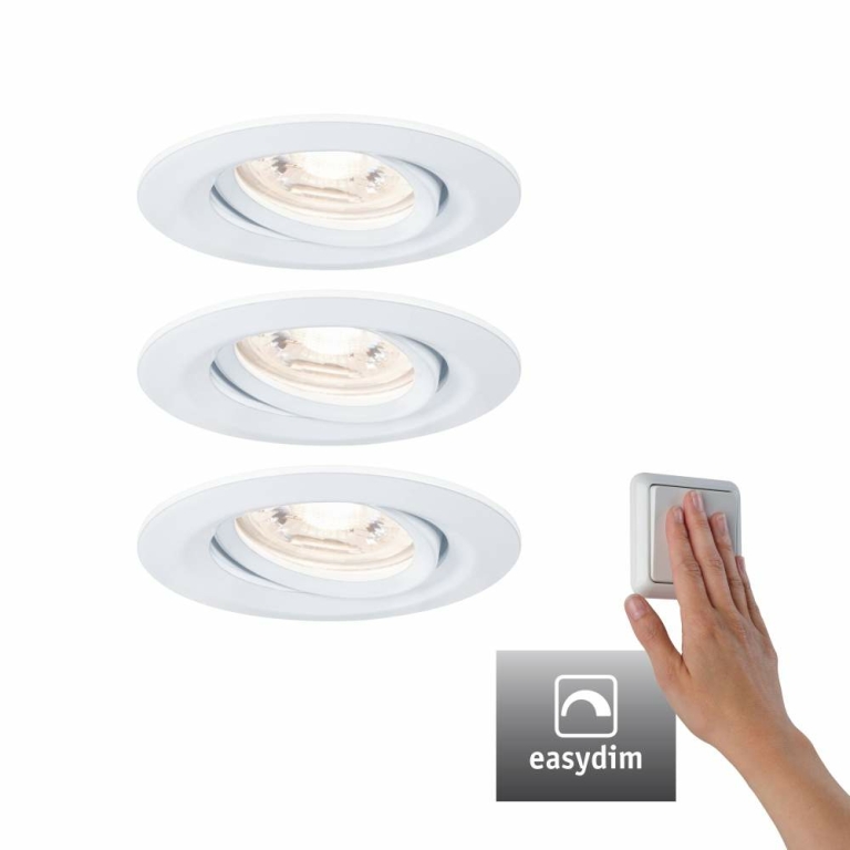 Paulmann LED Einbauleuchte Nova mini Plus Coin 3er-Set schwenkbar EasyDim 4,2W 2700K Weiß matt dimmbar 230V