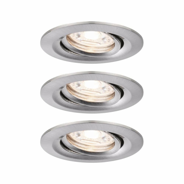 Paulmann LED Einbauleuchte Nova mini Plus Coin 3er-Set schwenkbar EasyDim 4,2W 2700K Eisen gebürstet dimmbar 230V
