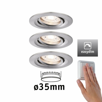 Paulmann LED Einbauleuchte Nova mini Plus Coin 3er-Set schwenkbar EasyDim 4,2W 2700K Eisen gebürstet dimmbar 230V