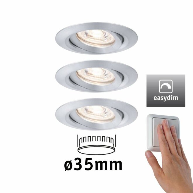 Paulmann 92975 LED Einbauleuchte Nova mini Plus EasyDim schwenkbar 3x42W  2.700K Alu | Lampen1a