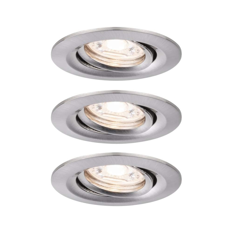Paulmann LED Einbauleuchte Nova mini Coin 3er-Set schwenkbar 4W 2700K Eisen gebürstet 230V