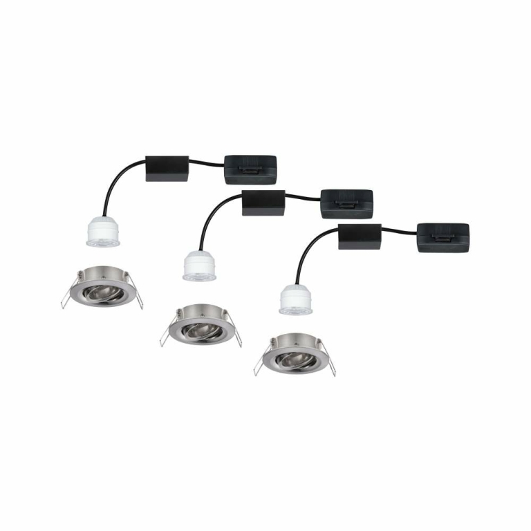 Paulmann LED Einbauleuchte Nova mini Coin 3er-Set schwenkbar 4W 2700K Eisen gebürstet 230V