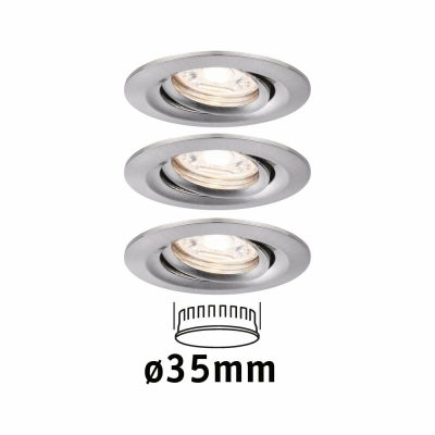 Paulmann LED Einbauleuchte Nova mini Coin 3er-Set schwenkbar 4W 2700K Eisen gebürstet 230V