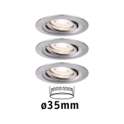 LED Einbauleuchte Nova mini Coin 3er-Set schwenkbar 4W 2700K Eisen gebürstet 230V