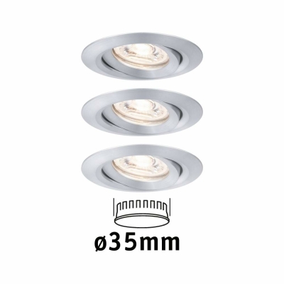 Paulmann LED Einbauleuchte Nova mini Coin 3er-Set schwenkbar 4W 2700K Alu gedreht 230V