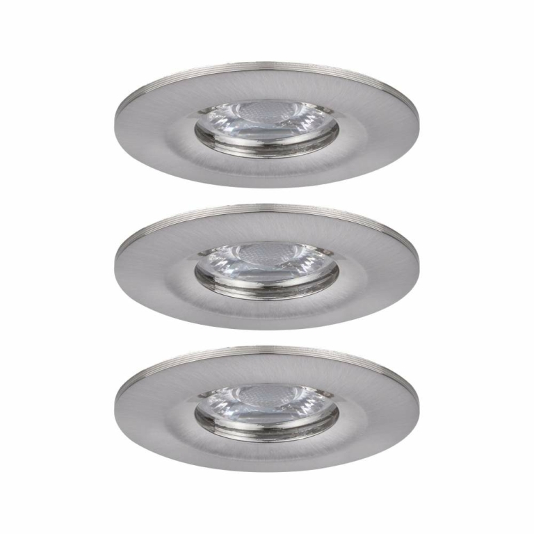 Paulmann LED Einbauleuchte Nova mini Coin 3er-Set starr IP44 4W 2700K Eisen gebürstet 230V